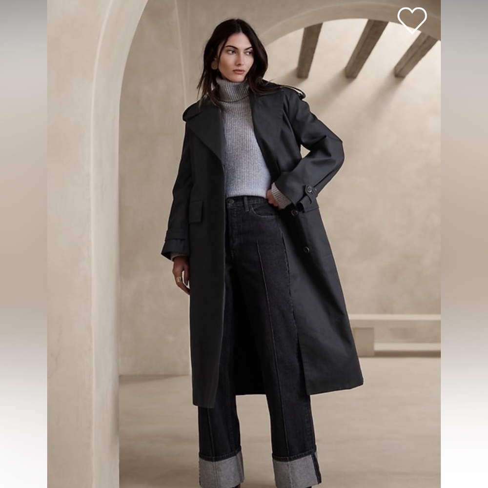 Banana Republic Black Trench Coat - Picture 2 of 12